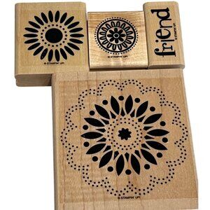 Friendly Flowers Stampin Up! Rubber Stamps Set Of 4 With Floral & Friend Design